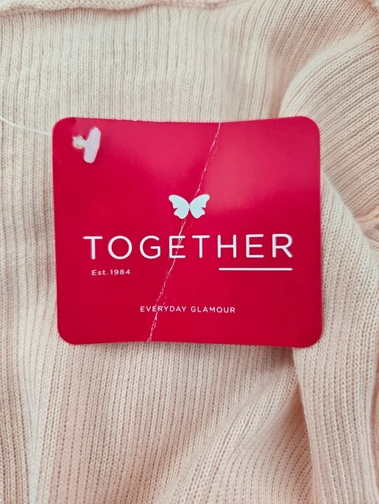 Together long-sleeve open shawl knit cardigan duster. Peach Blush Pink. Size 12. - Picture 9 of 9